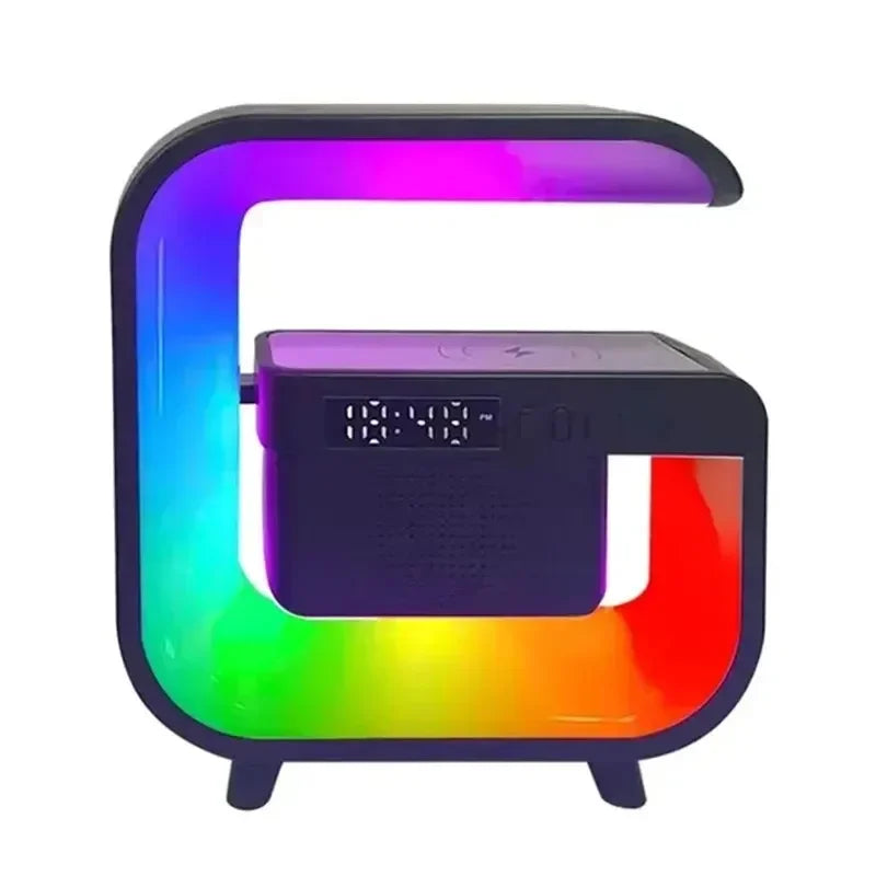Multifunctional Bluetooth Speaker with RGB Desk Light and Alarm Clock and Wireless Charger for Iphone Samsung Xiaomi